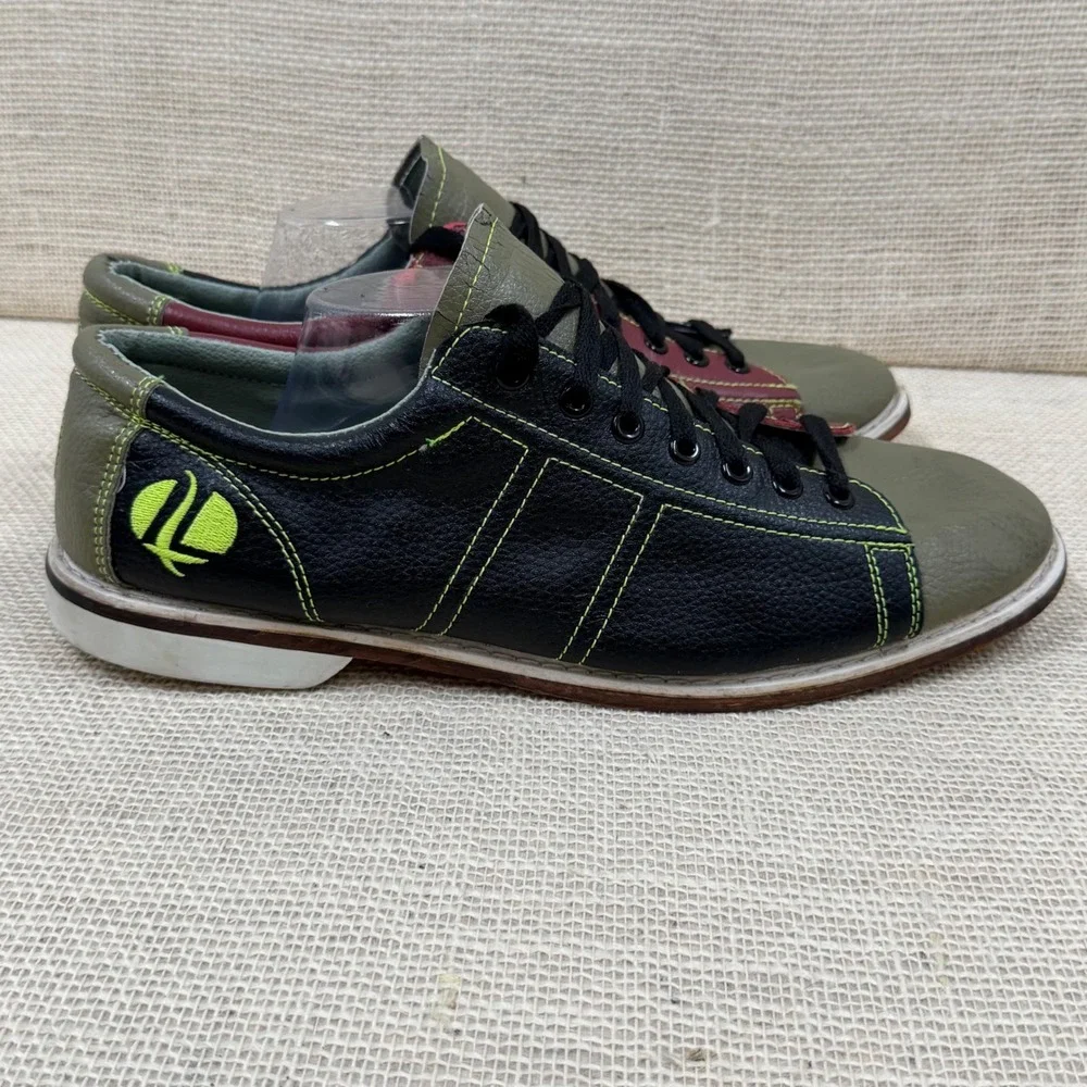 Linds Classic 1733 Mens Bowling Shoes Size 13 Leather Black Burgundy Green 2008